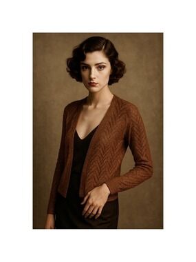 ✨ Vintage Shayne Metallic Copper Open-Weave Cardigan – From British Hong Kong